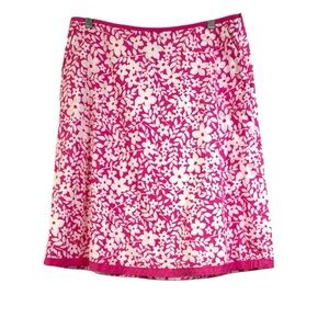 L.L. Bean Skirt Floral A Line Side Zip 100% Cotton Skirt Pink and White Size 12
